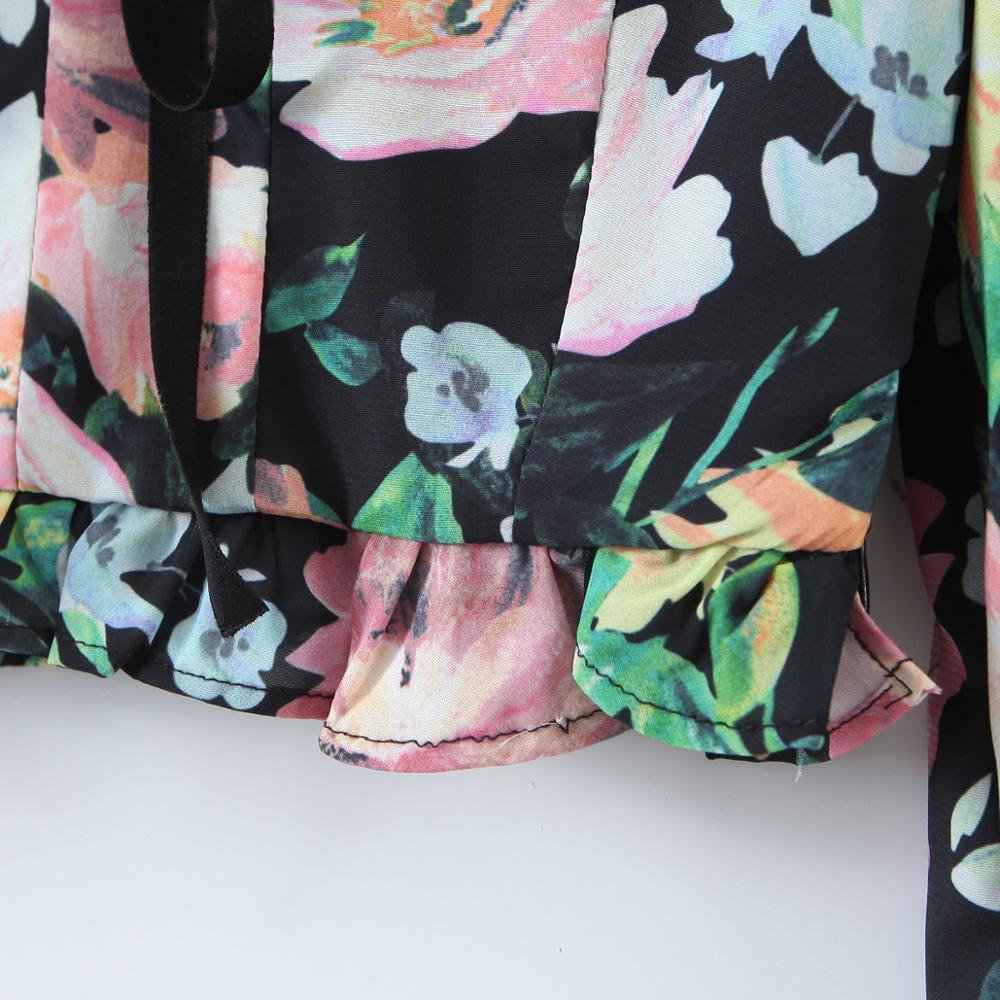 Stylish Women Sexy Tie bow Front Ruffle Hem Slim Fit Pullover Cropped Shirt High waist Short Blouse French Tops 210429