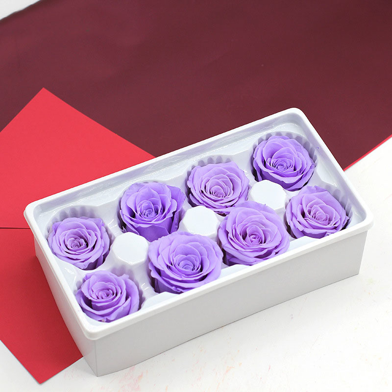 8pcs 4-5cm Everlasting Flower Rose Heads Preserved Flowers Immortal Rose Flower Valentine's Day DIY gift Box Bouquet Materials 210317