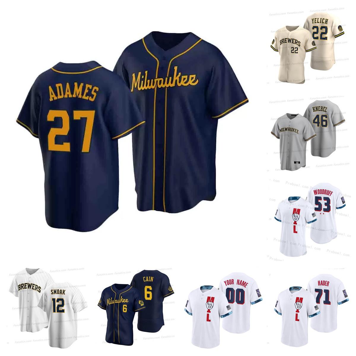 2021 All stars Gamen Baseball jersey 27 Willy Adames 22 Christian Yelich Josh Hader 24 Andrew McCutche Woodruff Lorenzo Cain Ryan Braun Brent Corbin Burnes Brewers, As shown in illustration
2021 All stars Gamen Baseball jersey 27 Willy Adames 22 Christian Yelich Josh Hader 24 Andrew McCutche Woodruff Lorenzo Cain Ryan Braun Brent Corbin Burnes Brewers, As shown in illustration