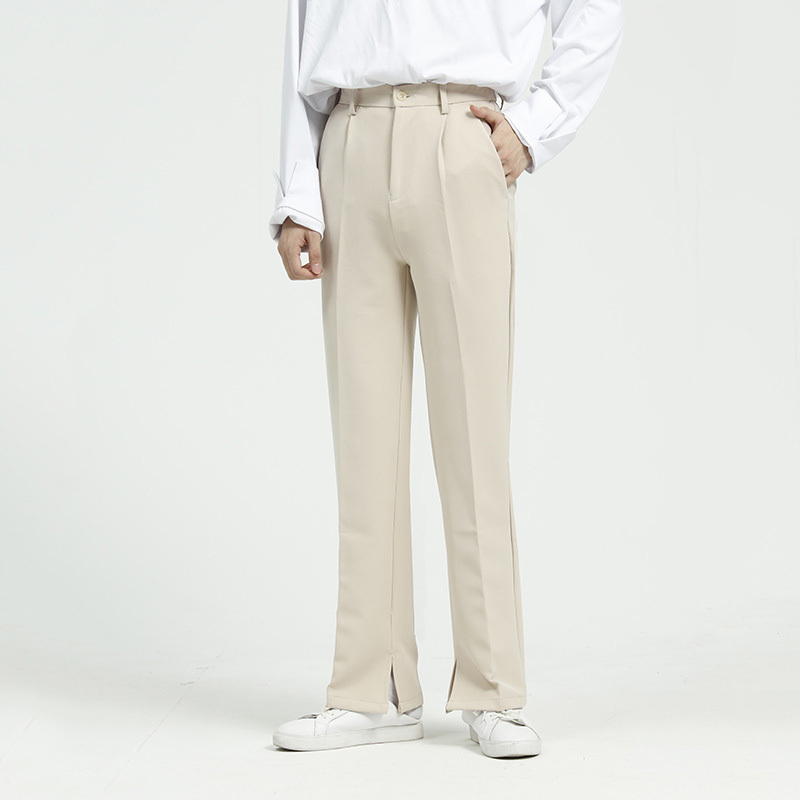 IEFB Men's Wear Split Bottoms Causal Pants Spring Straight Trousers Korean Back Elastic Waist Suit Pants 9Y5961 210524
