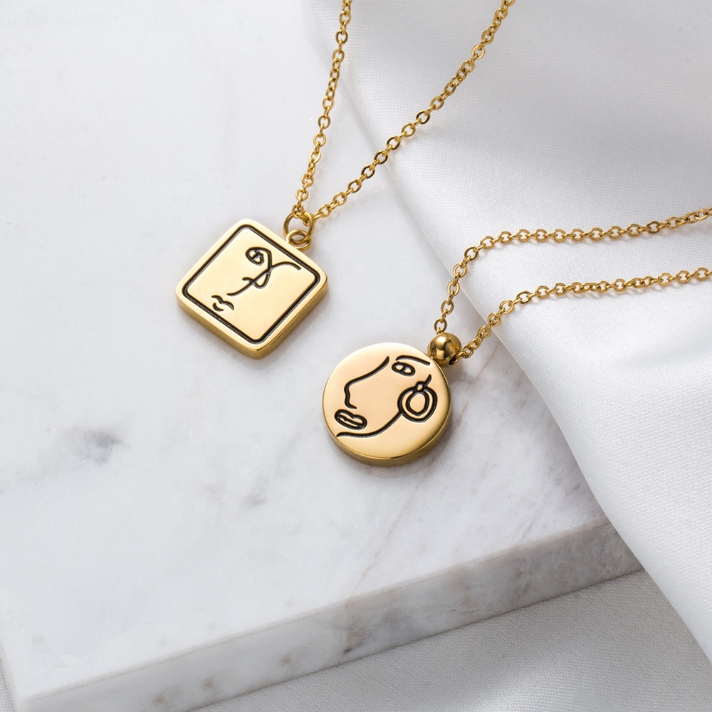 Designer Simple Stroke Original Pattern Signet Face Pendant Necklace For Women Gold Plated Stainless Steel Neckalces
Designer Simple Stroke Original Pattern Signet Face Pendant Necklace For Women Gold Plated Stainless Steel Neckalces