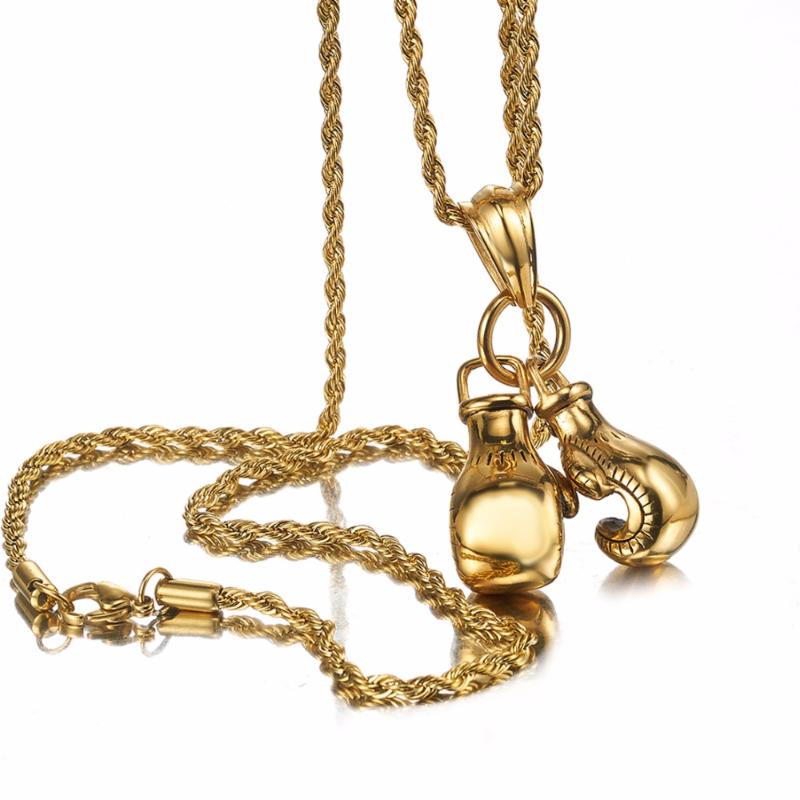 Pendant Necklaces Men Necklace Gold/Silver Color Stainless Steel Role Chain Pair Boxing Glove Charm Fashion Sport Fitness Jewelry 
Pendant Necklaces Men Necklace Gold/Silver Color Stainless Steel Role Chain Pair Boxing Glove Charm Fashion Sport Fitness Jewelry
