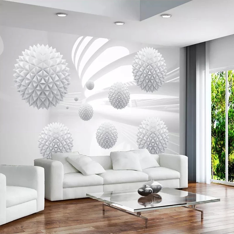 Custom 3D Self Adhesive Wallpaper Solid Ball Geometric Space Mural Background Modern Art Living Room Home Decor Waterproof