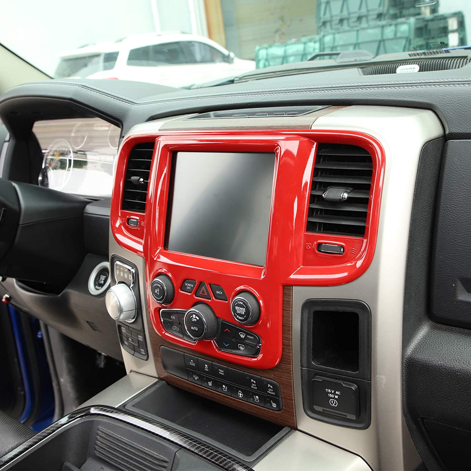 ABS Car Central Control Navigation Panel Dcoration for Dodge RAM 1500 11-17 Interior Accessories Red