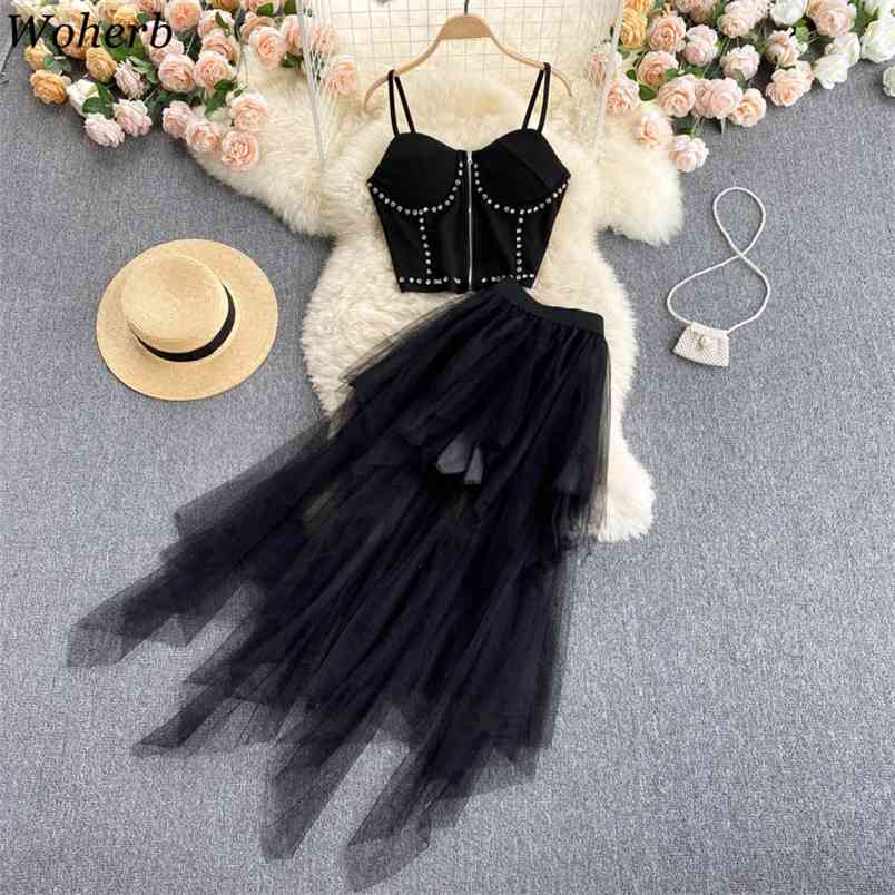 Harajuku Outfits Suits Women Summer Sexy Sling Crop Top with Diamonds Irregular Gauze Skirt Fashion Two-piece Sets 210519, Black
Harajuku Outfits Suits Women Summer Sexy Sling Crop Top with Diamonds Irregular Gauze Skirt Fashion Two-piece Sets 210519, Black