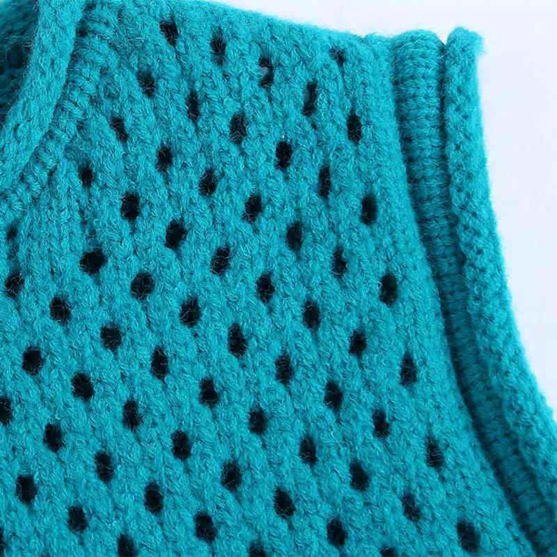 Casual Women O Neck Hollow Out Vest Spring-autumn Fashion Ladies Vintage Loose Female Short Knitted Sweater Top 210515