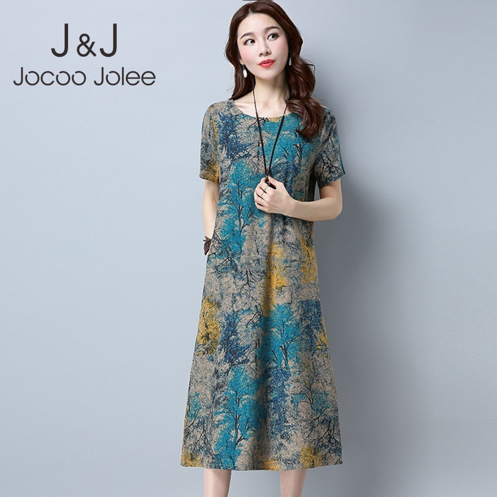 Jocoo Jolee Vintage Loose Dress Women Short Sleeve Cotton Linen Print Midi Dress Summer Plus Size Chinese Style Dress vestidos 210518, Red
Jocoo Jolee Vintage Loose Dress Women Short Sleeve Cotton Linen Print Midi Dress Summer Plus Size Chinese Style Dress vestidos 210518, Red