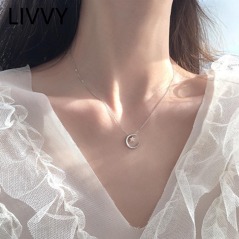 Pendant Necklaces LIVVY Silver Color Trendy Simple Moon Star Necklace For Women Clavicle Chain Party Elegant Jewelry
Pendant Necklaces LIVVY Silver Color Trendy Simple Moon Star Necklace For Women Clavicle Chain Party Elegant Jewelry