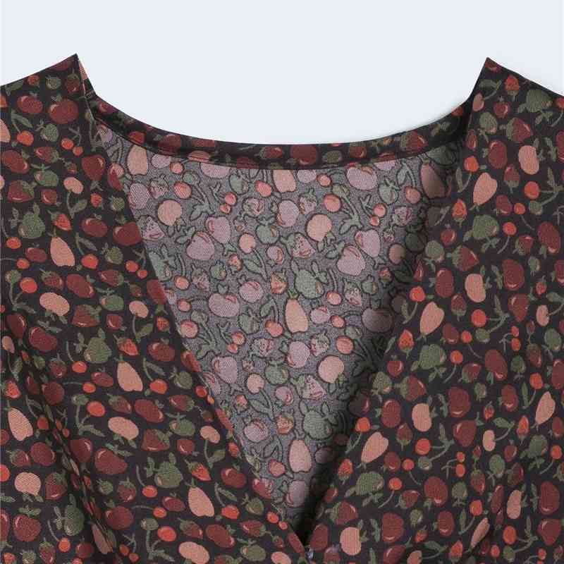 Vintage Women Elegant Geometry Print Dresses Fashion Ladies V-Neck Draped Dress Streetwear Female Chic Vestidos 210430