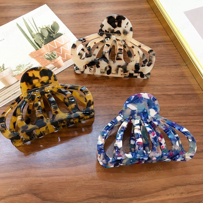 Acetate Resin Hollow Hair Crab Clip Women Acrylic Large Hair Claws Clamps Geometric Barrette Ponytail Holder Hairpins Accessories