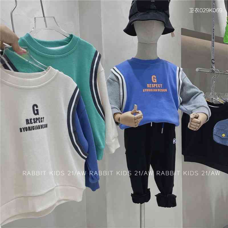 Autumn Korean children's wear boys and girls' fake two-piece sweater stitching letters trendy size 100-140
Autumn Korean children's wear boys and girls' fake two-piece sweater stitching letters trendy size 100-140