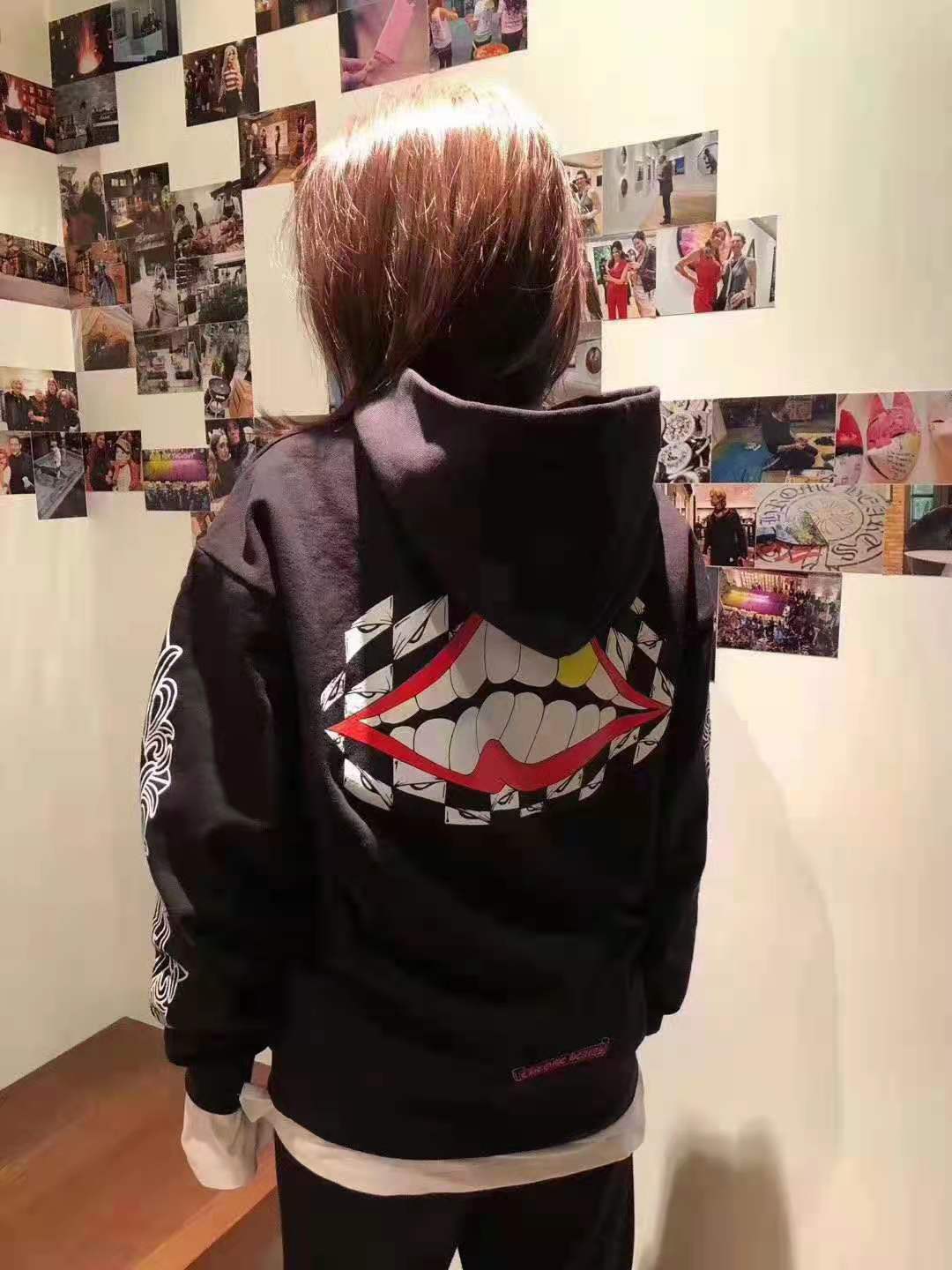 Crosin chmatty reflective mouth Pullover Hoodie sweater, Black