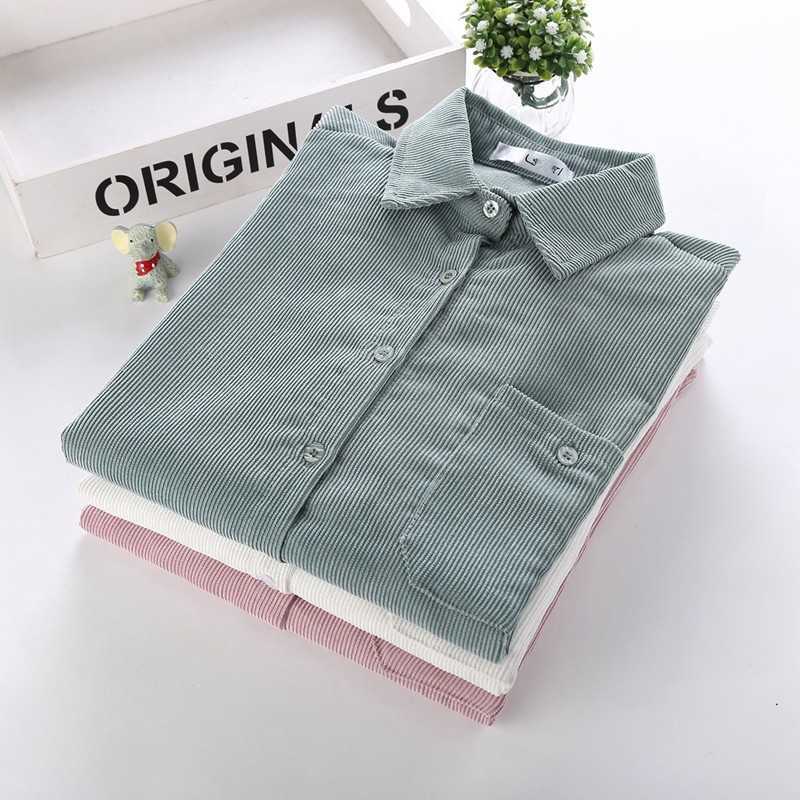 3 colors spring and autumn Loose Shirts Korean Solid Blouse Long Sleeve Corduroy blouse Tops outwear coats 210601, Pink
3 colors spring and autumn Loose Shirts Korean Solid Blouse Long Sleeve Corduroy blouse Tops outwear coats 210601, Pink