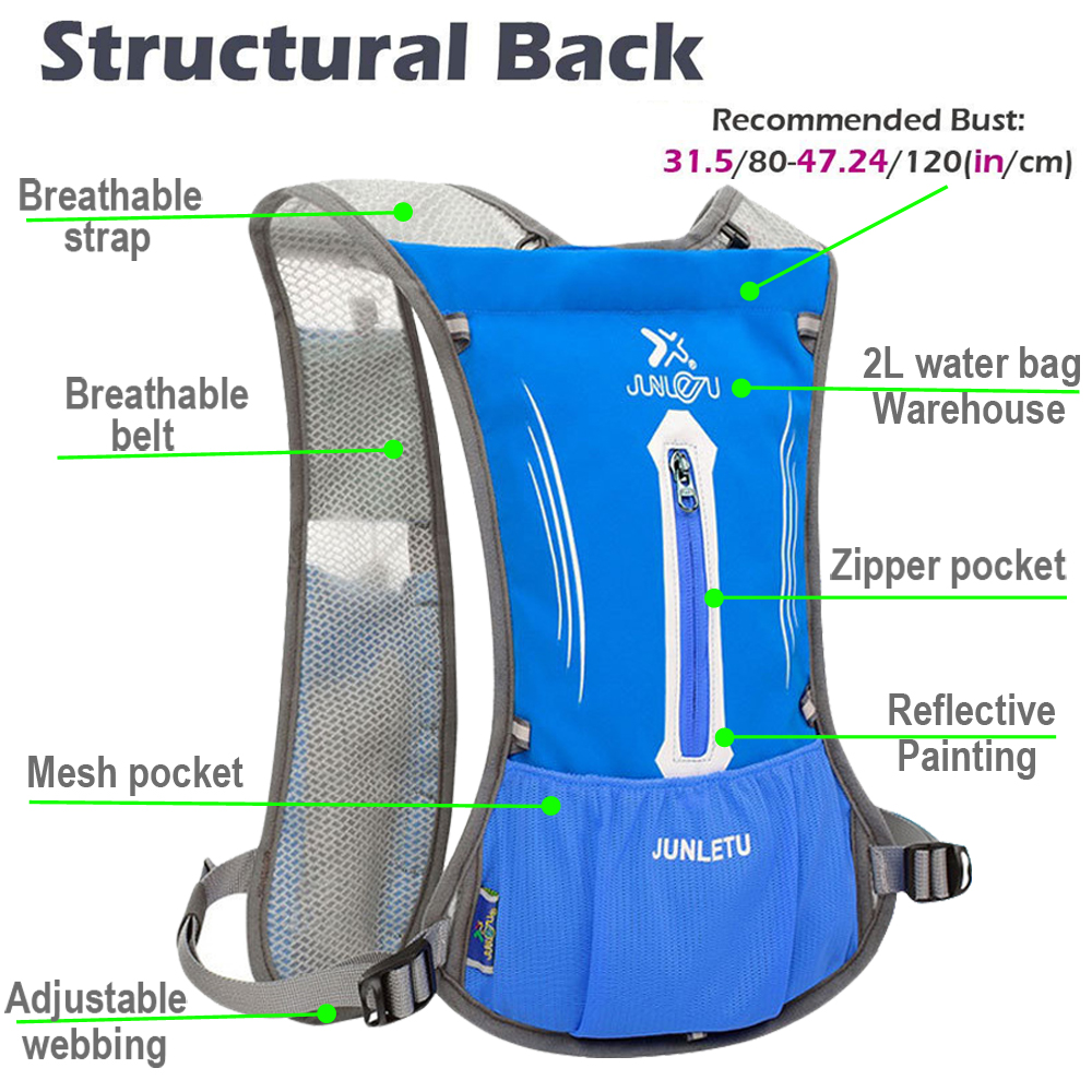 Water Bag Ultralight Cycling Running Hydration Backpack Women Men Breathable Jogging Sport Trail Running Marathon Option 2L
