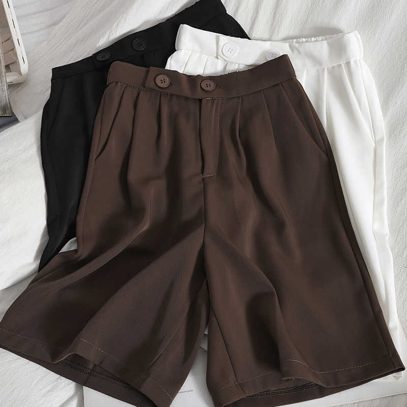 High Waist Shorts Sashes Belted Women Loose Pockets Spring Summer Casual Streetwear Fashion 210714