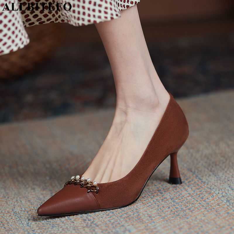 ALLBITEFO bead chain design suede genuine leather high heels pumps fashion sexy women heels high heel shoes party wedding shoes 210611, As picture
ALLBITEFO bead chain design suede genuine leather high heels pumps fashion sexy women heels high heel shoes party wedding shoes 210611, As picture