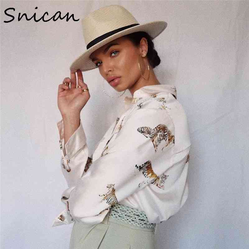 tiger print elegant office ladies blouse female tops fashion autumn spring shirts za women chemise femme manche longue zora 210326