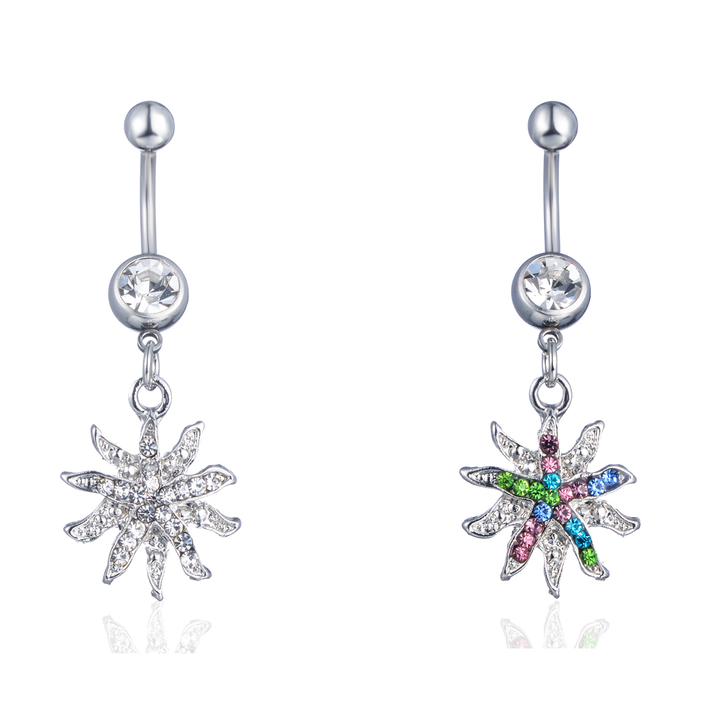 D0756 ( 2 colors ) Mix Color Sunflower style navel button ring piercing body jewlery 1.6*11*5/8 belly ring Body Jewelry
D0756 ( 2 colors ) Mix Color Sunflower style navel button ring piercing body jewlery 1.6*11*5/8 belly ring Body Jewelry