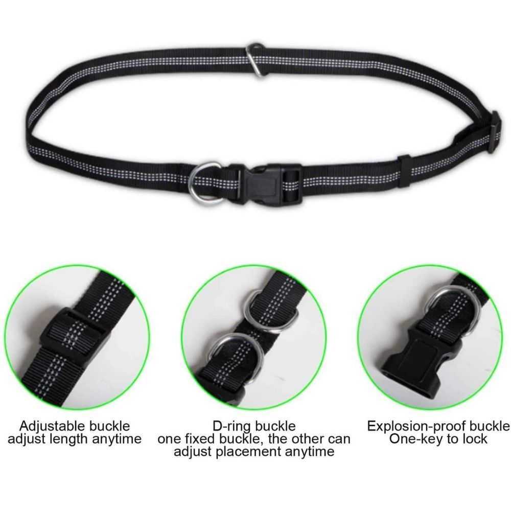 Hands-Free Dog Leash With Zipper Pouch Reflective Dogs Traction Rope Waist Bags Pet Running Leash Jogging Training Leads Rope