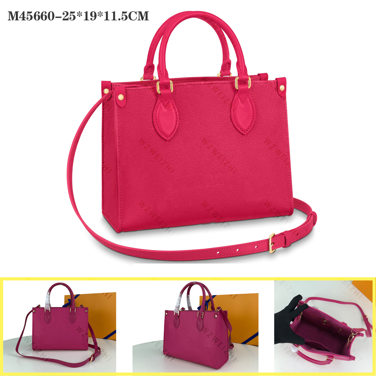 Top quality Genuine Leather small ONTHEGO Totes Fashion crossbody color matching design Women Handbag Casual lady shoulder bags Letter Flower Clutch bag, M45660-pink embossing
Top quality Genuine Leather small ONTHEGO Totes Fashion crossbody color matching design Women Handbag Casual lady shoulder bags Letter Flower Clutch bag, M45660-pink embossing