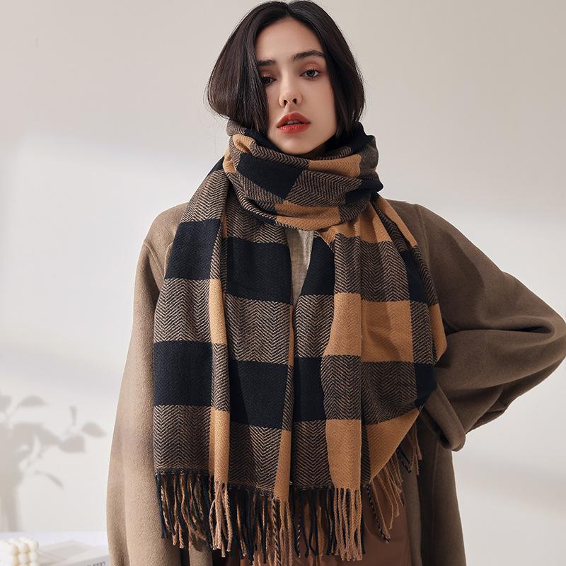 Scarves Retro Cashmere Scarf Women Warm Soft Shawl Autumn Winter Travel All-match Female Thick Blanket Pashmina Wrap Bufanda, Blue;gray
Scarves Retro Cashmere Scarf Women Warm Soft Shawl Autumn Winter Travel All-match Female Thick Blanket Pashmina Wrap Bufanda, Blue;gray