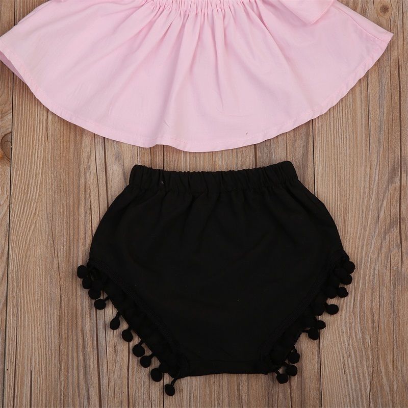 Toddler Girl Clothes Set 2020 Newborn Baby Infant Off Shoulder Tops Sleeveless T-Shirt + Shorts + Headband 3PCS Outfit Baby Clothing