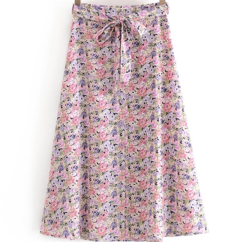 Summer Women' French Retro High Waist Belt Chiffon Breasted Skirt Floral Split Mid-length Skirts, Multi
Summer Women' French Retro High Waist Belt Chiffon Breasted Skirt Floral Split Mid-length Skirts, Multi