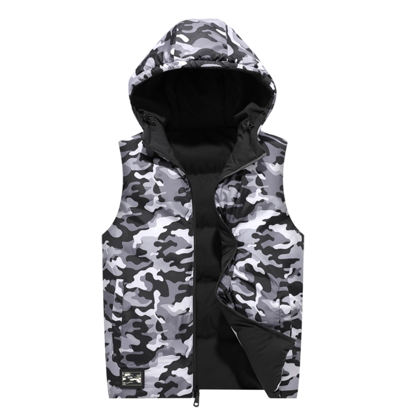 Winter Men's Waistcoat Jacket Camouflage Sleeveless Jacket Warmth Size M-8XL Couple Jacket Double-sided Waistcoat Men Chaleco 211111
