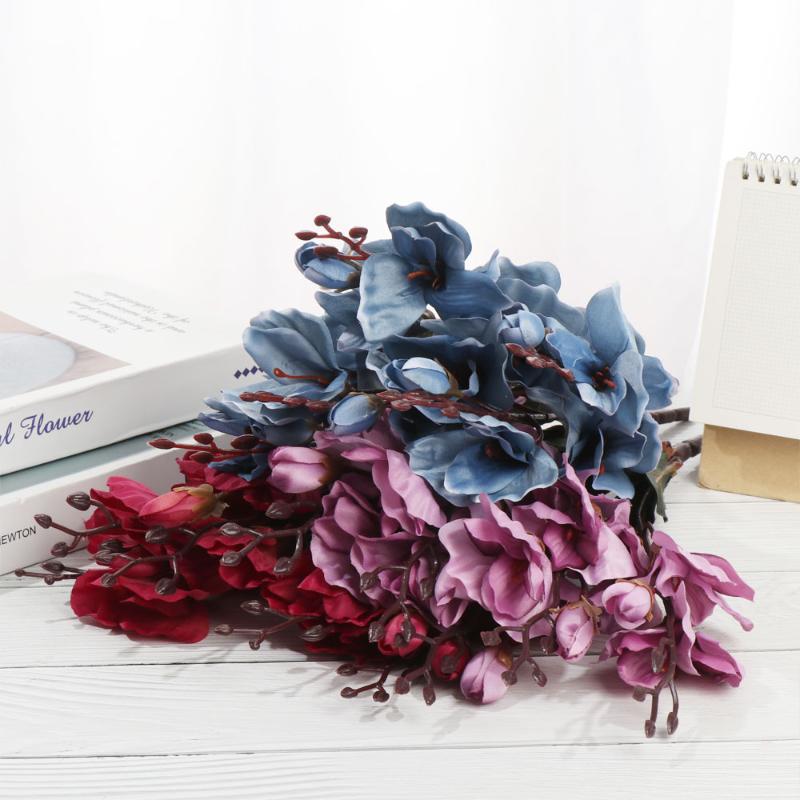 Branches Artificial Flower Silk Floral Bride Bouquet Faux Magnolia Desktop Ornament Party Supply Pography Props Home Decor Decorative Flower