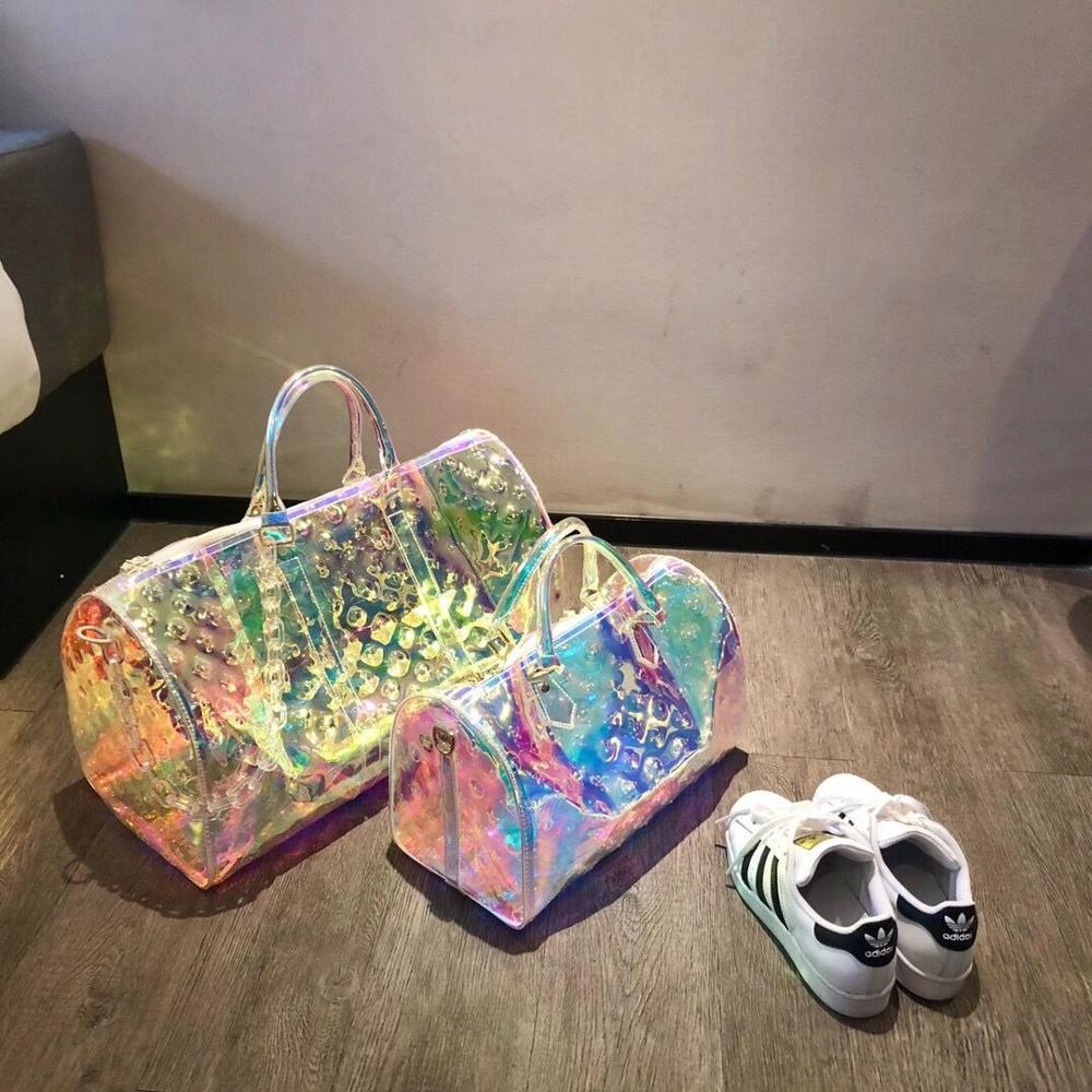 Suitcase Laser Travel Bag 50CM Luxury Holographic Printing Transparent Large-Capacity Sports Handbag High Quality Short-Distance
Suitcase Laser Travel Bag 50CM Luxury Holographic Printing Transparent Large-Capacity Sports Handbag High Quality Short-Distance