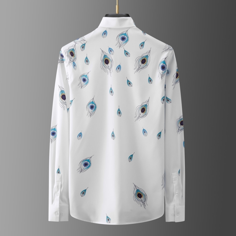 no iron anti wrinkle men's peacock feather digital printing men's long sleeve shirt 210524