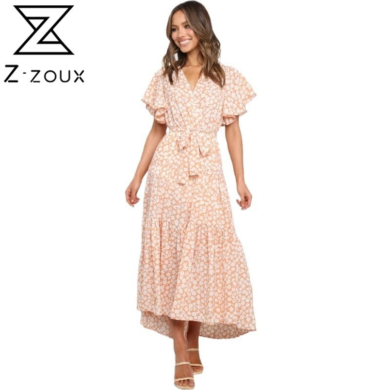 Women Dress Butterfly Sleeve Bandage Printing Dresses Plus Size V-neck Sexy Bohemian For 210513