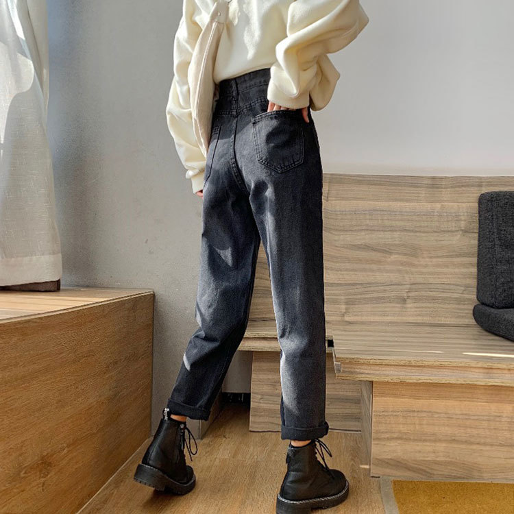 Nomikuma Korean High Waist Women Demin Pants Causal Autumn Winter New Ankel Trousers Loose Demin Straight Pants Mujer 6D169 210427