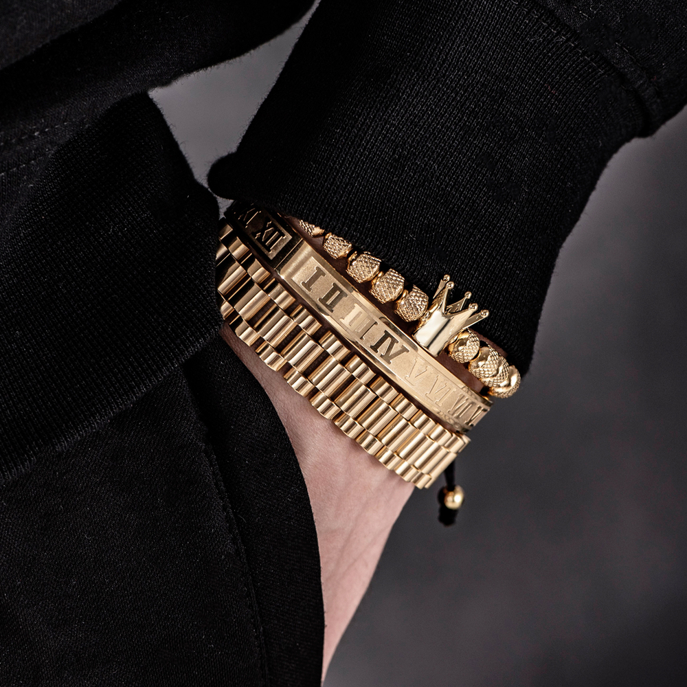 Men bracelets Imperial Crown King Mens Bracelet Gold for Luxury Charm Fashion Cuff Bangle Birthday Jewelry