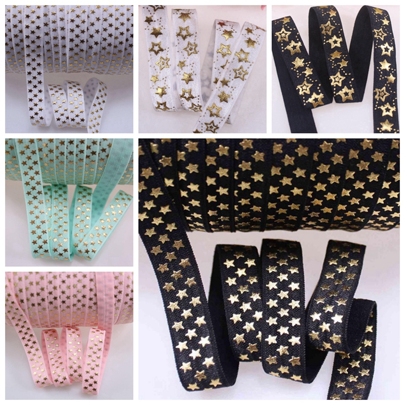100yards 5/8" Gold foil Polka stars FOE Ribbon Christmas star Fold Over Elastic welcome custom design
100yards 5/8" Gold foil Polka stars FOE Ribbon Christmas star Fold Over Elastic welcome custom design
