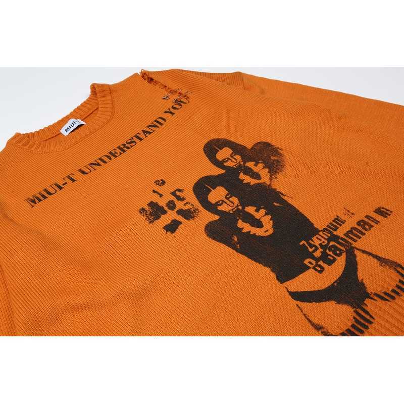 Knitted Sweater with Guns Female Pattern Gothic Pullover Men and Women Sweater Round Neck Pullover Autumn Streetwear 210929