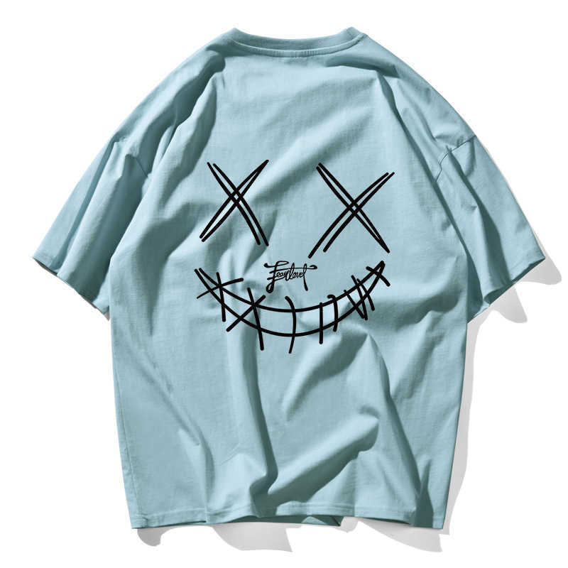 T Shirt Mens Hip Hop Devil Face Tshirt Streetwear Summer Cotton Harajuku T-Shirts Short Sleeve Tops Tees Street Wear 210603