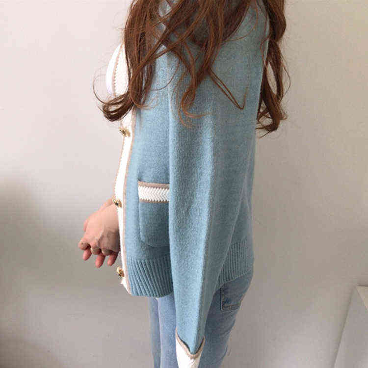 Colorfaith Winter Spring Women's Sweaters V-Neck Casual Buttons Cardigans Fashionable Pocket Korean Knitwears SWC7836 211109