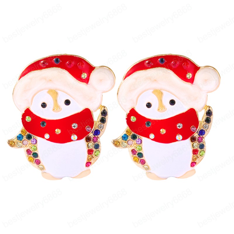 Snowman Earrings Women Festive Sparkly Rhinestone Dangle Earrings Christmas Jewelry Holiday Cheer