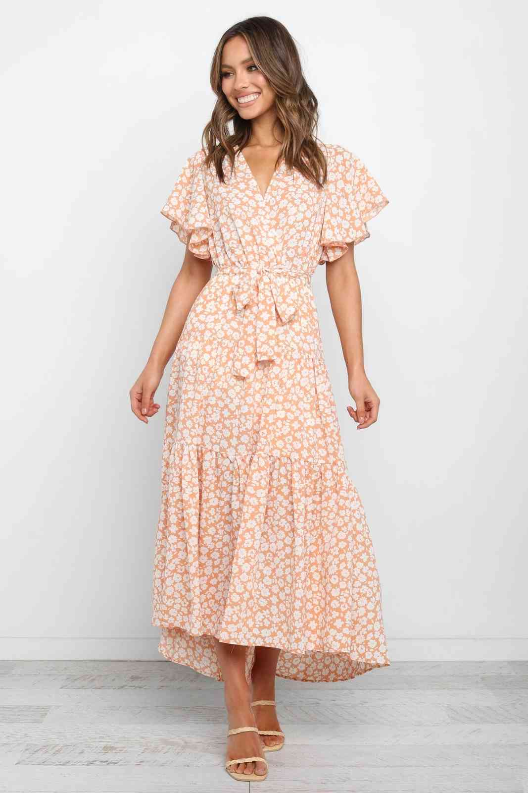 Women Dress Butterfly Sleeve Bandage Printing Dresses Plus Size V-neck Sexy Bohemian For 210513