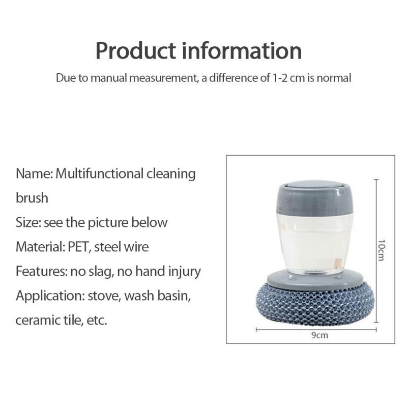 Multifunctional Pressing Cleaning Brush Built-in Liquid Storage Tank Kitchen Dishwashing Pot Brush Kitchen Cleaning Tool