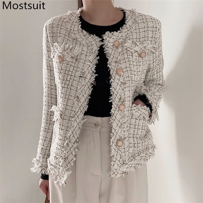 Vintage Elegant Tweed Women Coats Jackets Autumn Winter Long Sleeve O-neck Single-breasted Pockets Ladies Korean 210518, Brown
Vintage Elegant Tweed Women Coats Jackets Autumn Winter Long Sleeve O-neck Single-breasted Pockets Ladies Korean 210518, Brown