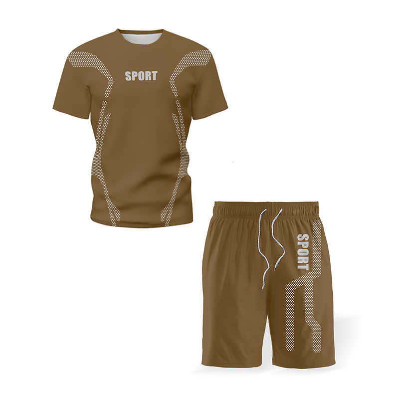 Men Sports Jogging Tracksuit T-shirt+Shorts Fashion Fitness Clothing Men 2 Piece Set Mens Suits Short Sleeve Short Set Male 210603