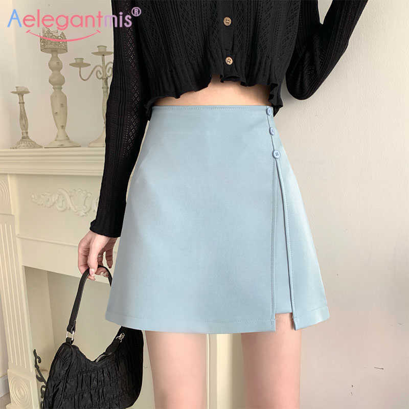 Aelegantmis High Waist A Line Mini Skirt Women Vintage Irregular Short Solid Casual Elegant Black Korean Chic 210607, Sky blue
Aelegantmis High Waist A Line Mini Skirt Women Vintage Irregular Short Solid Casual Elegant Black Korean Chic 210607, Sky blue