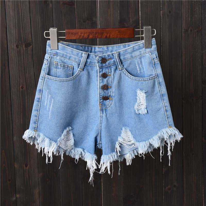 Summer Casual Summer Women Jeans Shorts High Waist Fur-lined Button Pockets Denim Shorts W782 210526