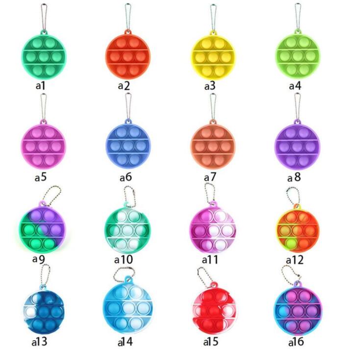 Fidget Simple Keychain Push Bubbles Pop Toys keys chain Anti Stress Decompression Bubble Board Key Ring Finger Toy