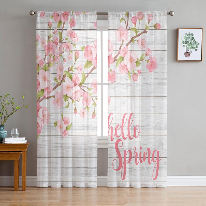 Curtain & Drapes Spring Peach Blossom Tree Wood Grain Sheer Window Curtains For Living Room Bedroom Modern Tulle Voile Fabric
Curtain & Drapes Spring Peach Blossom Tree Wood Grain Sheer Window Curtains For Living Room Bedroom Modern Tulle Voile Fabric