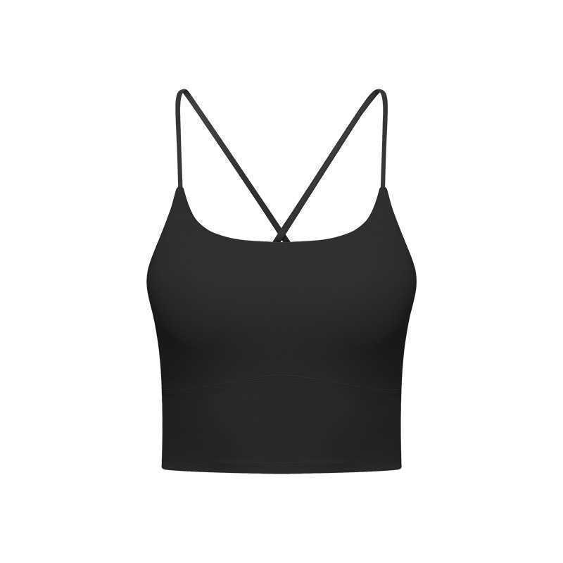 High Elastic Yoga Women's Camis Tanks Vest Women's Contrast Ribbon Cross Back Sports Underwear Running Fitness Tops Shirts Gym Clothes