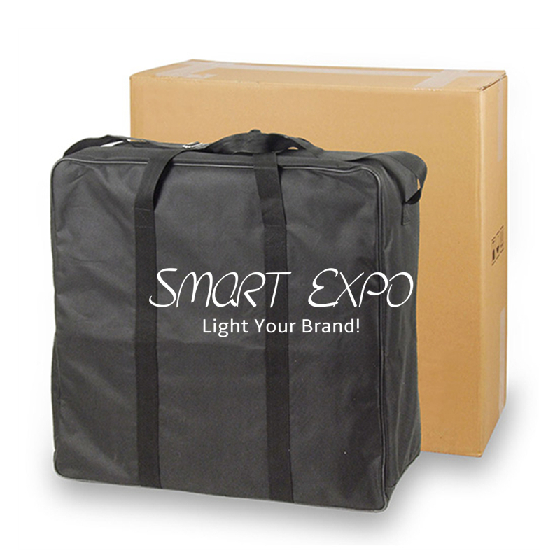 5-Layer Square Showcase Counter for Event Advertising Display with Top LED Light Easy Carry Bag