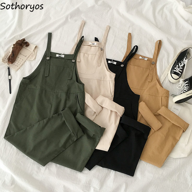 Jumpsuits Women Spring Strap Button Ankle-length Solid Harajuku BF Loose Kawaii Wide-leg Students Womens All-match Trendy Chic, Army green
Jumpsuits Women Spring Strap Button Ankle-length Solid Harajuku BF Loose Kawaii Wide-leg Students Womens All-match Trendy Chic, Army green